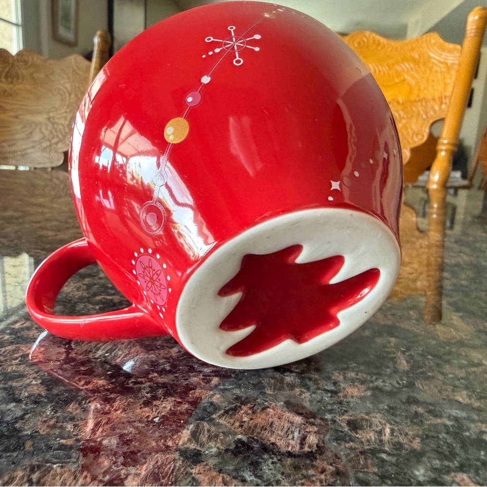Starbucks 2006 red xmas cup with xmas tree cutout